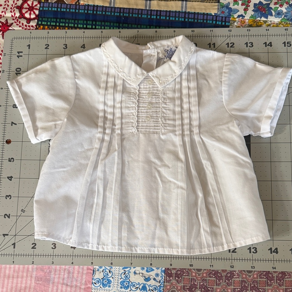 Vintage Carriage Boutiques Baby Boy Dress Shirt – White Pintuck Pleated Front